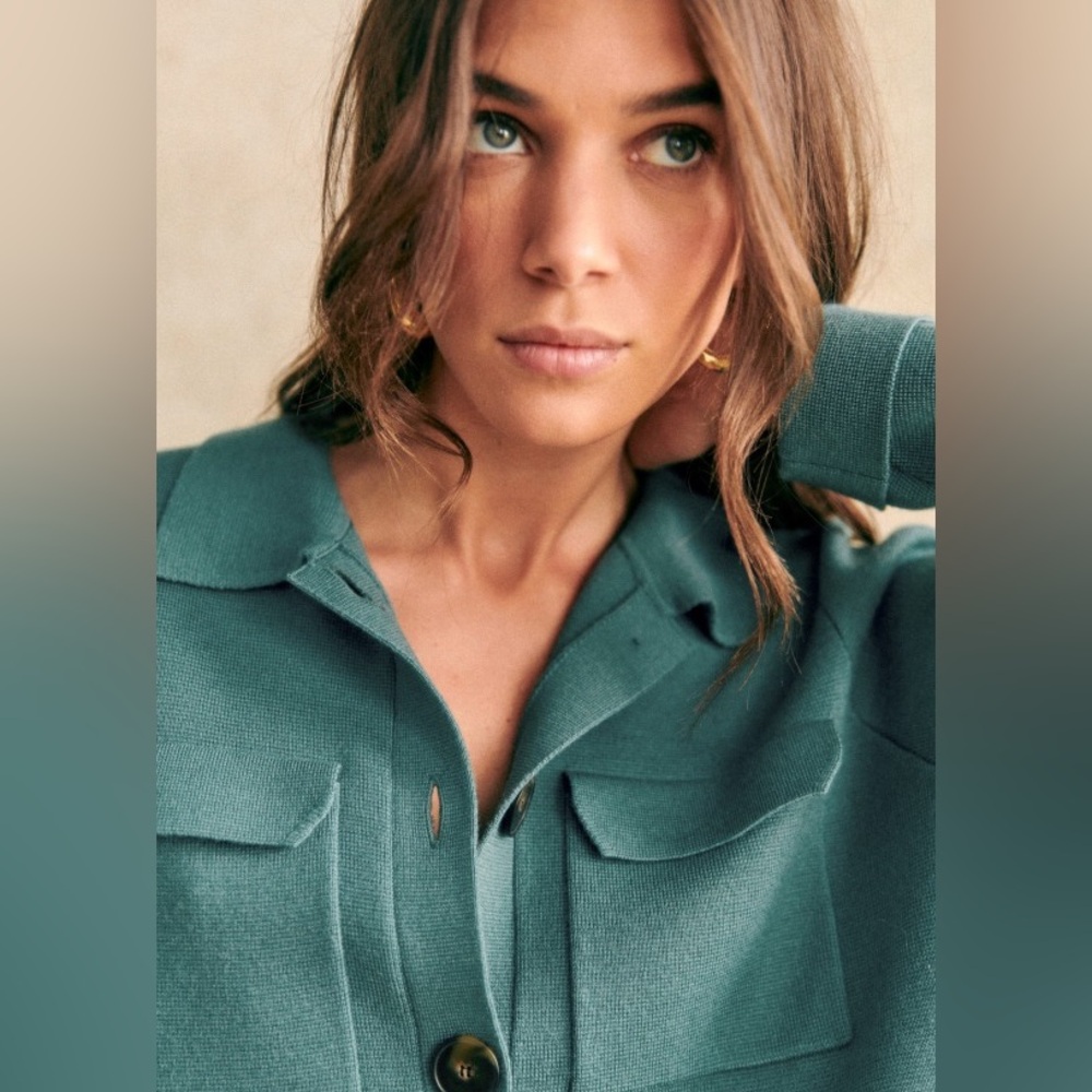 Sezane Green Women's Cardigan - Picture 3 of 9